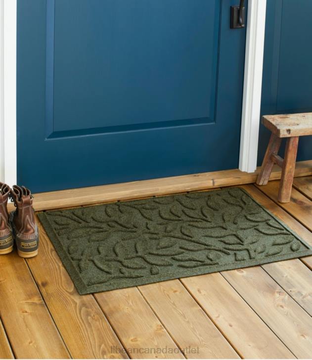 Home Goods Medium Gray H8XZ6289 Heavyweight Recycled Waterhog Doormat Woodland Leaf Unisex L.L.Bean