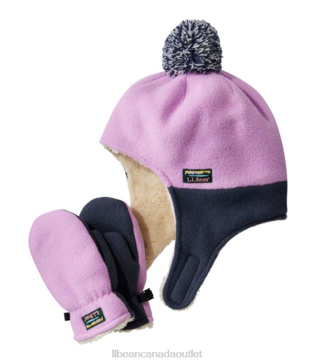 Clothing Lilac H8XZ3559 Infants' and Mountain Classic Fleece Hat and Mitten Set Kids L.L.Bean