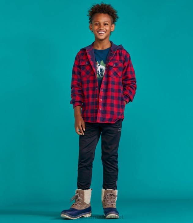 Clothing Deep Red H8XZ6017 Fleece-Lined Flannel Shirt Kids L.L.Bean