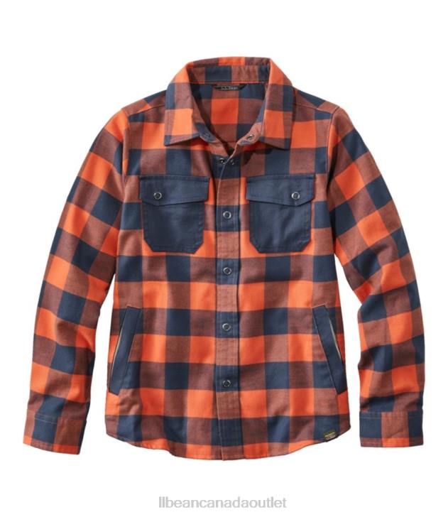 Clothing Peak Orange/Carbon Navy H8XZ4657 BeanFlex All-Season Flannel Shirt Kids L.L.Bean