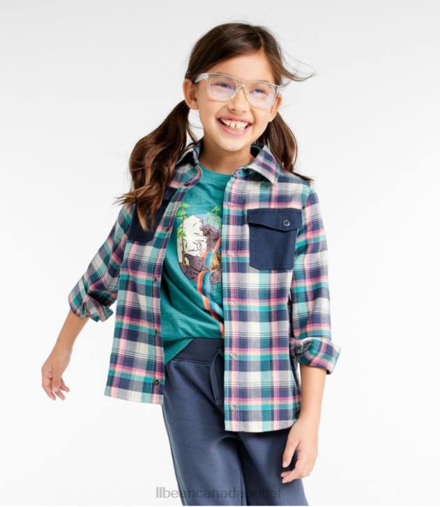 Clothing Peak Orange/Carbon Navy H8XZ4657 BeanFlex All-Season Flannel Shirt Kids L.L.Bean