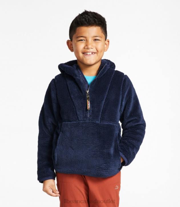 Outerwear Bright Navy H8XZ3476 Hi-Pile Fleece Hooded Pullover Kids L.L.Bean