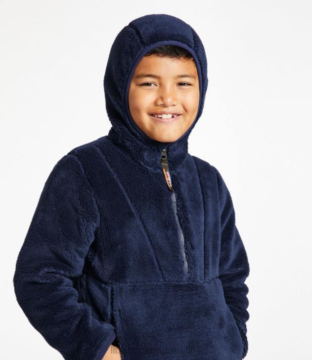 Outerwear Bright Navy H8XZ3476 Hi-Pile Fleece Hooded Pullover Kids L.L.Bean