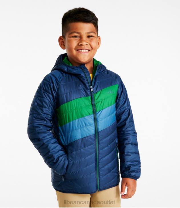 Outerwear Collegiate Blue/Lawn Green H8XZ5106 Primaloft Packaway Hooded Jacket Kids L.L.Bean