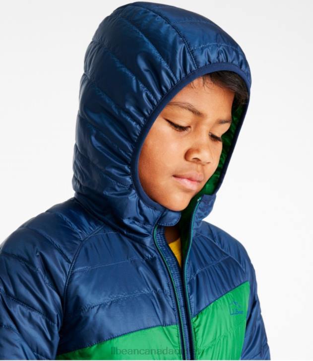 Outerwear Collegiate Blue/Lawn Green H8XZ5106 Primaloft Packaway Hooded Jacket Kids L.L.Bean