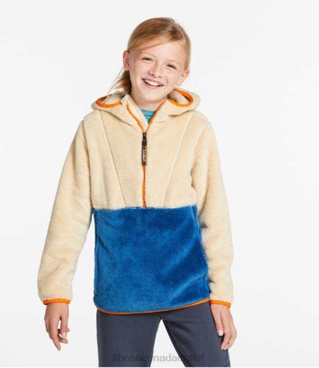 Outerwear Natural/Marine Blue H8XZ617 Hi-Pile Fleece Hooded Pullover Kids L.L.Bean