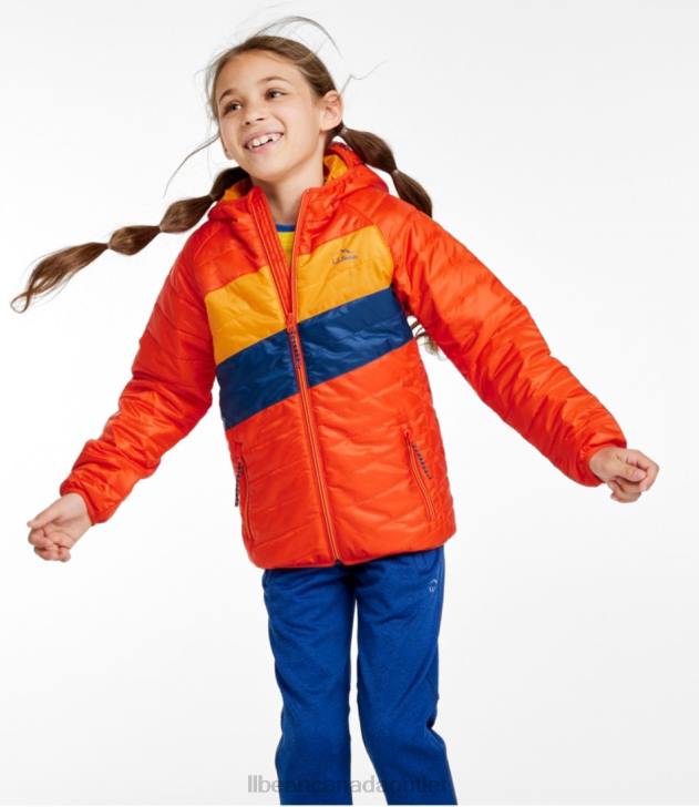 Outerwear Orange/Guide Gold H8XZ874 Primaloft Packaway Hooded Jacket Kids L.L.Bean