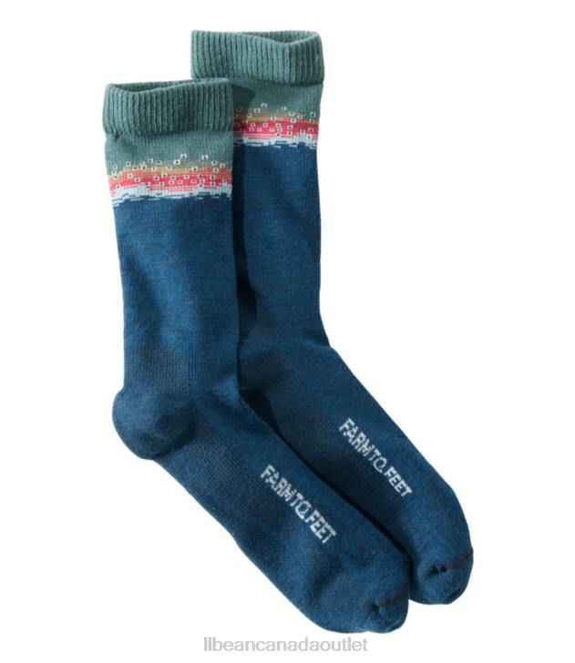 Accessories Navy Rainbow Trout H8XZ543 Farm to Feet Missoula Crew Socks Men L.L.Bean