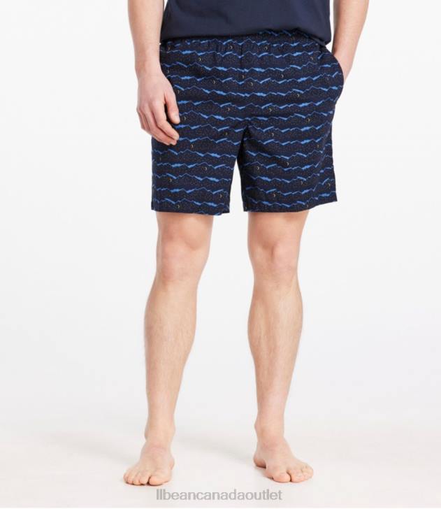 Clothing Classic Navy Night Mountain H8XZ4790 Comfort Stretch Woven Sleep Shorts Men L.L.Bean