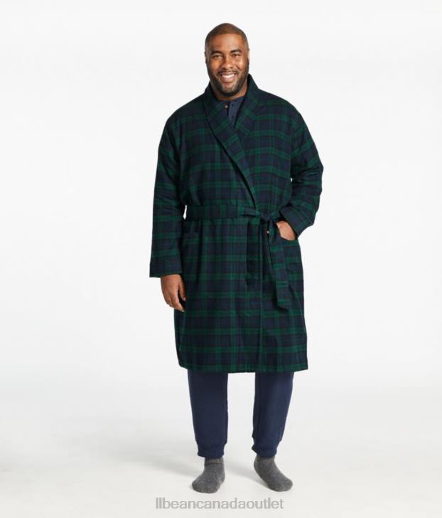 Clothing Grey Stewart H8XZ6524 Scotch Plaid Flannel Robe Men L.L.Bean