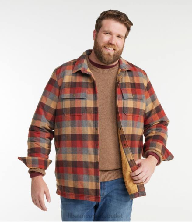 Clothing Red Wine H8XZ783 PrimaLoft Lined Chamois Shirt Jac Men L.L.Bean