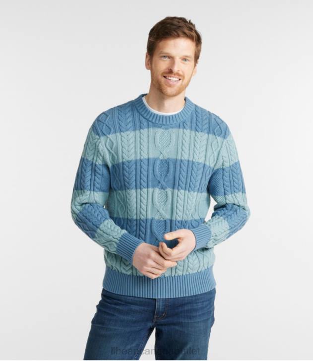 Clothing Bayside Blue H8XZ631 Heritage Soft Cotton Fisherman Sweater Men L.L.Bean