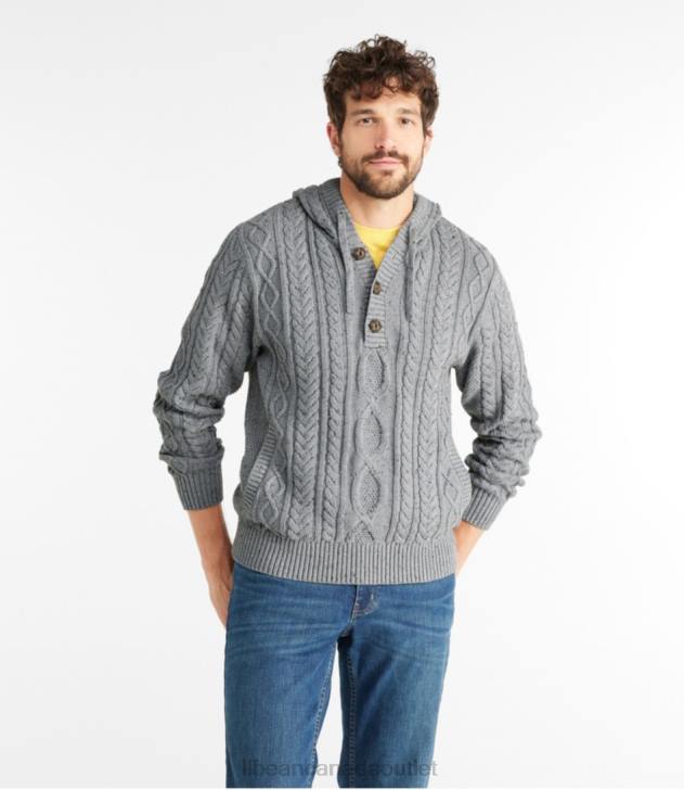 Clothing Gray Pebble H8XZ5033 Heritage Soft Cotton Fisherman Sweater Men L.L.Bean