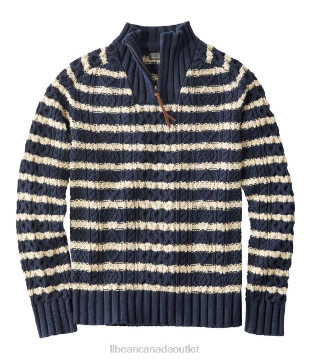 Clothing Navy Stripe H8XZ648 Signature Cotton Fisherman Sweater Men L.L.Bean