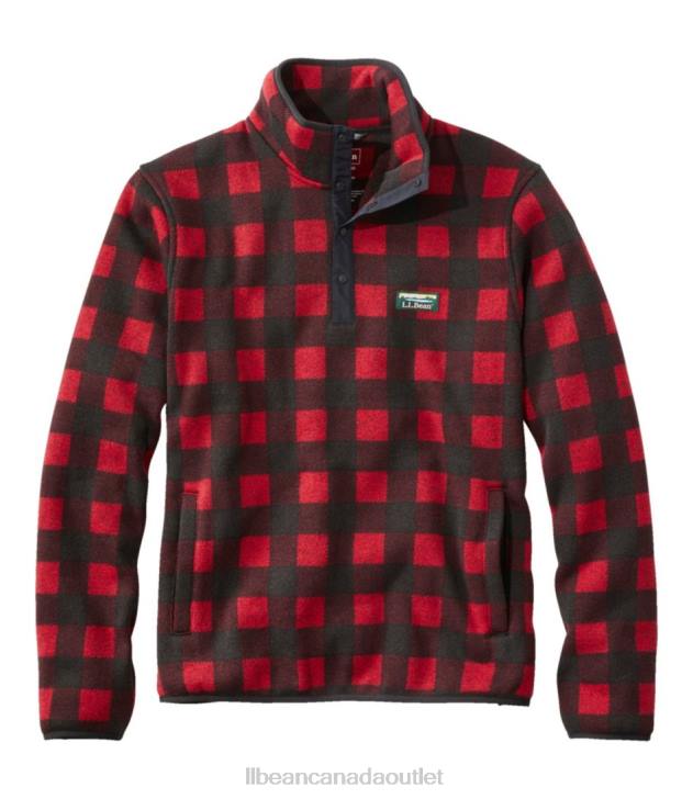 Clothing Buffalo Plaid Garnet H8XZ3658 Sweater Fleece Pullover Men L.L.Bean