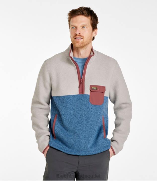 Clothing Mountain Red/Dark Hunter H8XZ888 Sweater Fleece Sherpa Hybrid Pullover Men L.L.Bean