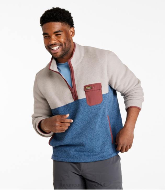 Clothing Mountain Red/Dark Hunter H8XZ888 Sweater Fleece Sherpa Hybrid Pullover Men L.L.Bean