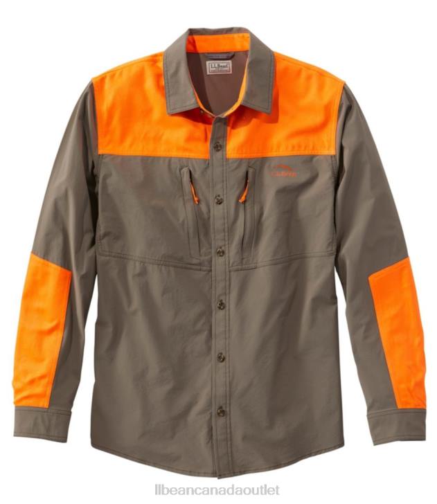 Outdoor Equipment Ash/Hunter Orange H8XZ1599 Technical Stretch Upland Shirt with No Fly Zone Men L.L.Bean