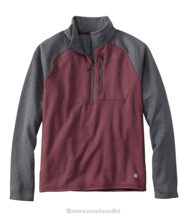 Outerwear Alloy Gray/Burgundy H8XZ556 Mountain Fleece Half-Zip Men L.L.Bean