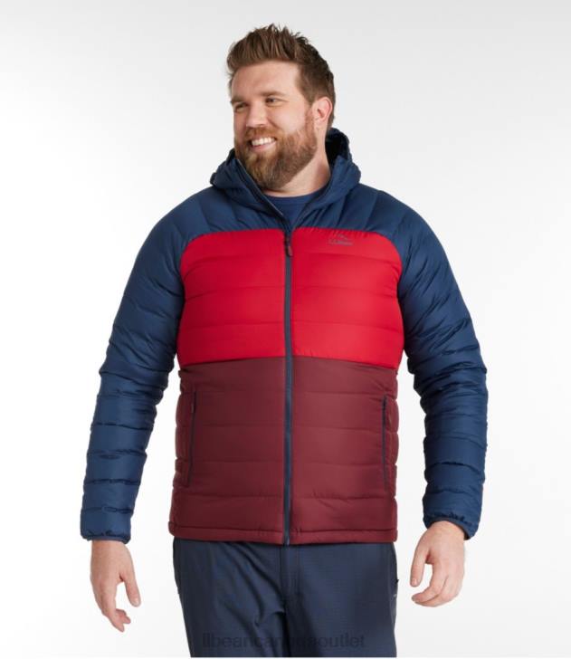Outerwear Burgundy/Nautical Navy H8XZ913 Down Hooded Jacket Men L.L.Bean