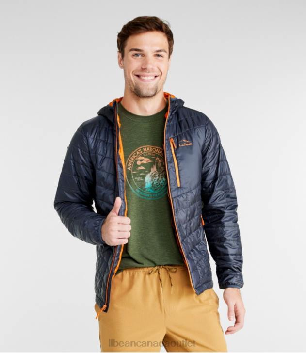 Outerwear Carbon Navy H8XZ3386 PrimaLoft Packaway Hooded Jacket Men L.L.Bean