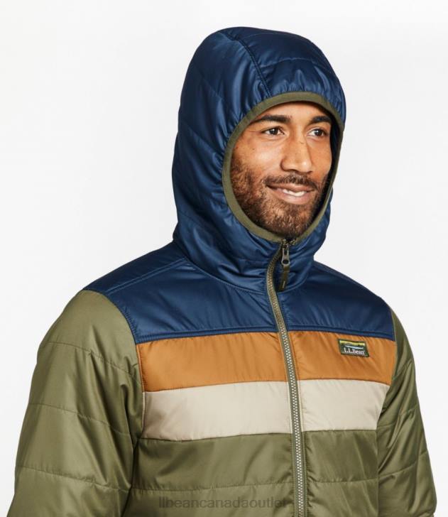 Outerwear Forest Gray/Carbon Navy H8XZ4950 Mountain Classic Puffer Hooded Jacket Men L.L.Bean