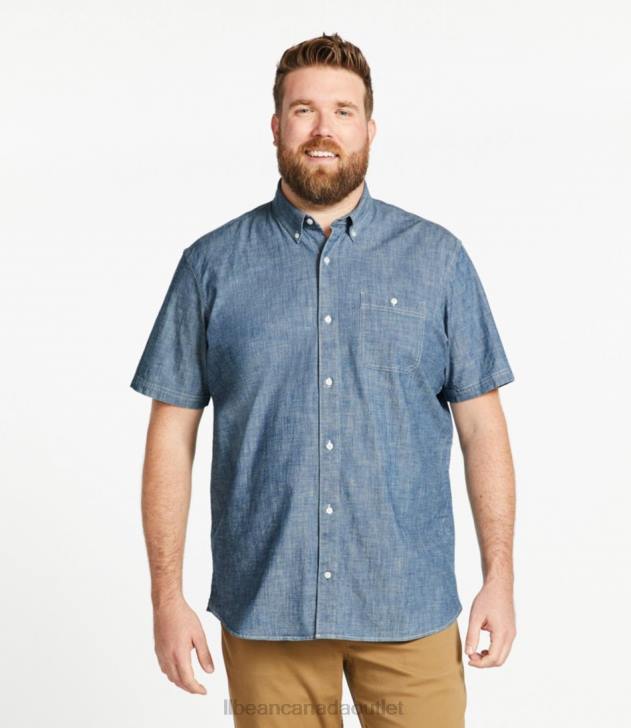 Clothing Indigo H8XZ5019 Comfort Stretch Chambray Shirt Men L.L.Bean