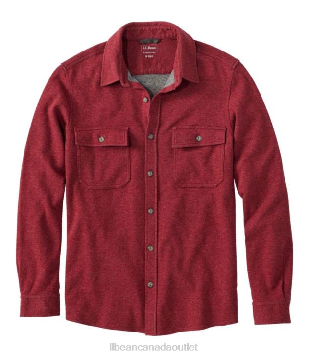 Clothing Mountain Red Heather H8XZ7009 Washed Cotton Double-Knit Chamois Shirt Men L.L.Bean x Double L