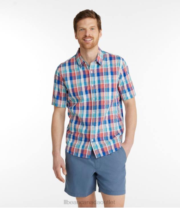 Clothing True Navy H8XZ5761 Organic Cotton Seersucker Shirt Men L.L.Bean
