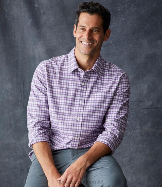 Clothing Currant H8XZ4784 Wrinkle-Free Ultrasoft Brushed Cotton Shirt Men L.L.Bean