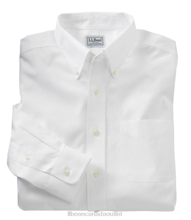 Clothing White H8XZ5020 Wrinkle-Free Pinpoint Oxford Cloth Shirt Men L.L.Bean