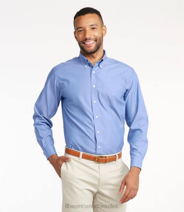 Clothing White H8XZ5020 Wrinkle-Free Pinpoint Oxford Cloth Shirt Men L.L.Bean