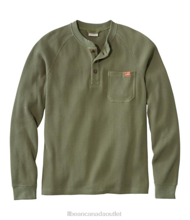 Clothing Deep Olive H8XZ7013 BeanBuilt Waffle Henley Men L.L.Bean