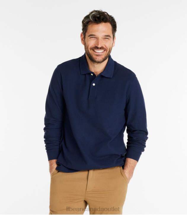 Clothing Classic Navy H8XZ251 Premium Polo Men L.L.Bean x Double L