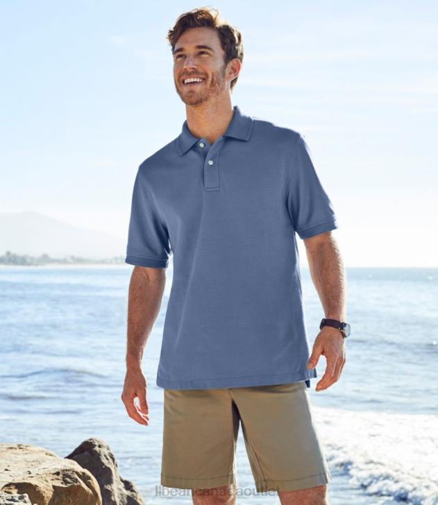 Clothing Deep Sapphire H8XZ6407 Premium Polo Banded Men L.L.Bean x Double L