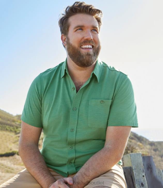 Clothing Sea Blue H8XZ5803 Lakewashed Organic Cotton Button-Front Shirt Men L.L.Bean