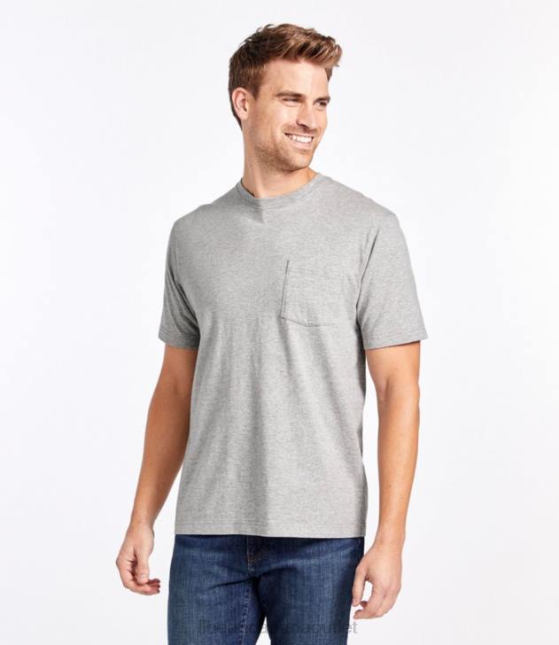 Clothing Charcoal Heather H8XZ2955 Carefree Unshrinkable Tee with Pocket Men L.L.Bean