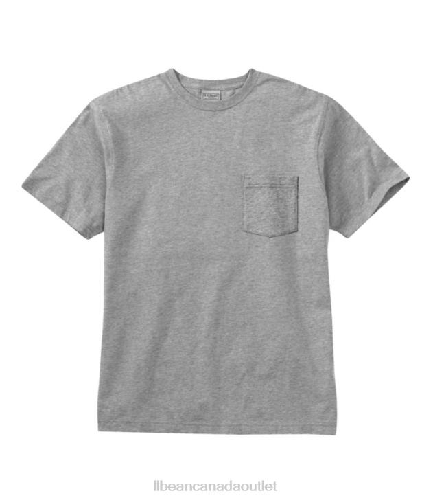 Clothing Gray Heather H8XZ5670 Carefree Unshrinkable Tee with Pocket Men L.L.Bean
