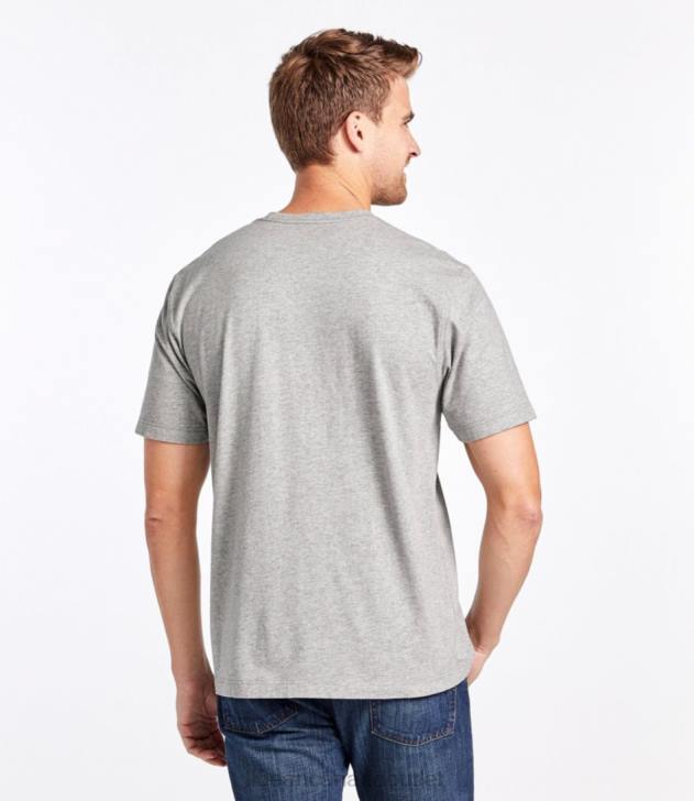 Clothing Gray Heather H8XZ5670 Carefree Unshrinkable Tee with Pocket Men L.L.Bean