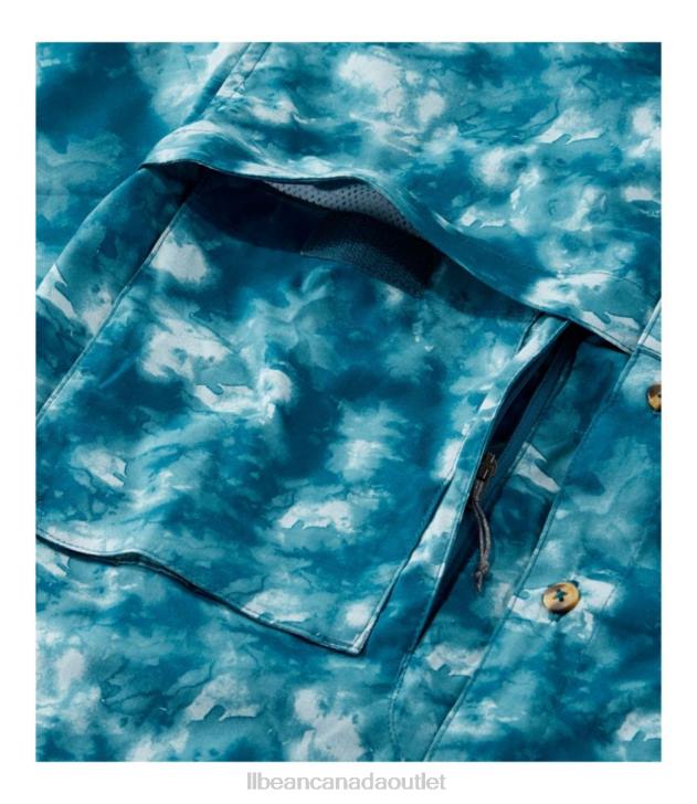 Clothing Soft Blue Fish Print H8XZ368 Tropicwear Shirt Men L.L.Bean