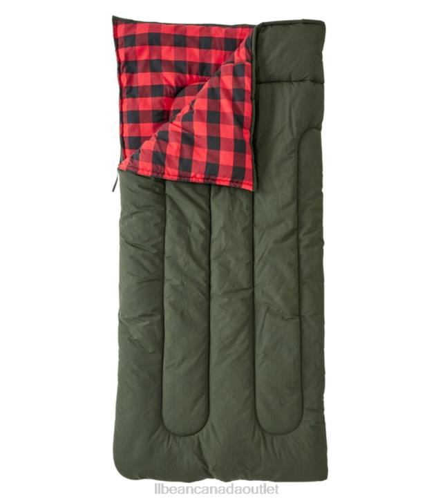 Outdoor Equipment Deep Loden/Buffalo Plaid H8XZ3902 Flannel Lined Camp Sleeping Bag 40 degree Unisex L.L.Bean