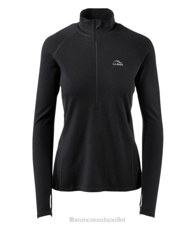 Clothing Dark Black H8XZ758 Cresta Midweight 250 T-Zip Top Women L.L.Bean