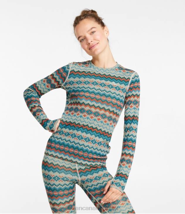 Clothing Silver Birch Fair Isle H8XZ99 Lightweight Crew Base Layer Women L.L.Bean