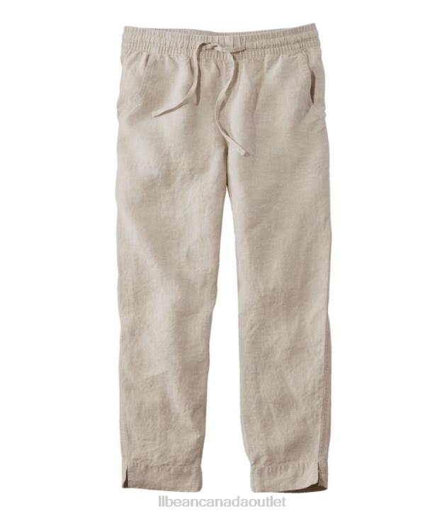 Clothing Oatmeal H8XZ3009 Premium Linen Breezy Pull-On Ankle Pants Women L.L.Bean