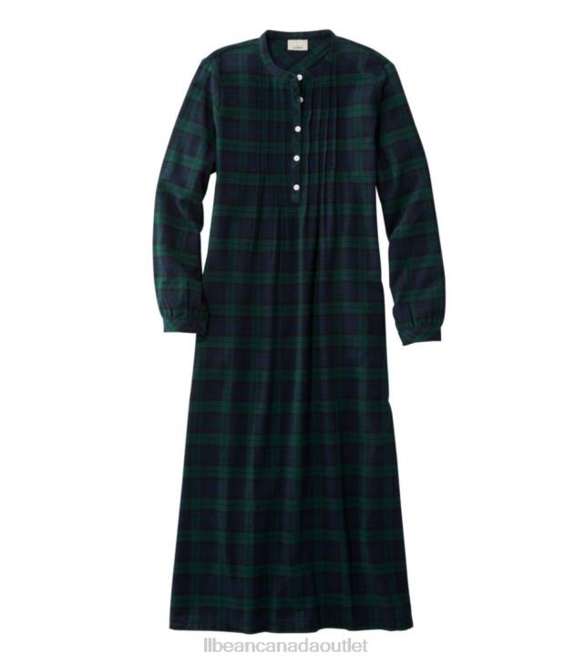 Clothing Black Watch H8XZ3336 Scotch Plaid Flannel Nightgown Women L.L.Bean