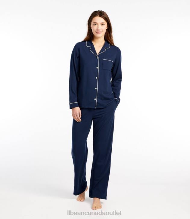 Clothing Bright Navy H8XZ4856 Super-Soft Shrink-Free Pajama Set Women L.L.Bean