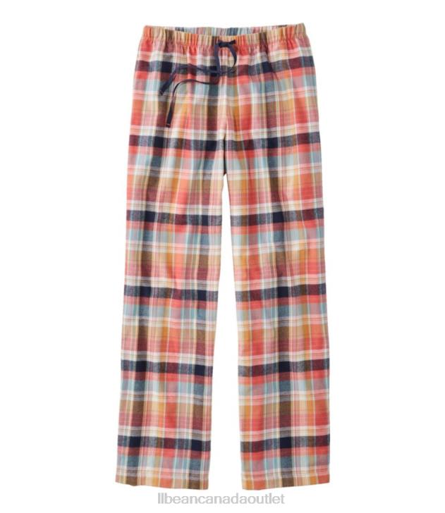 Clothing Deep Coral Plaid H8XZ3233 Flannel Sleep Pants Women L.L.Bean