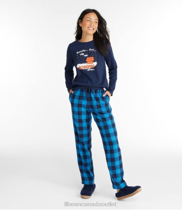 Clothing Marine Blue Buffalo H8XZ791 x Peanuts Camp PJ Set Women L.L.Bean