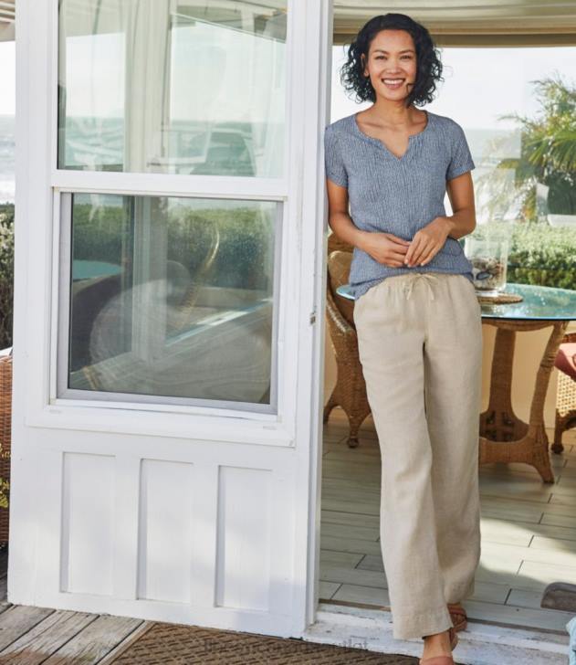 Clothing Classic Navy H8XZ31 Premium Washable Linen Pull-On Pants Women L.L.Bean