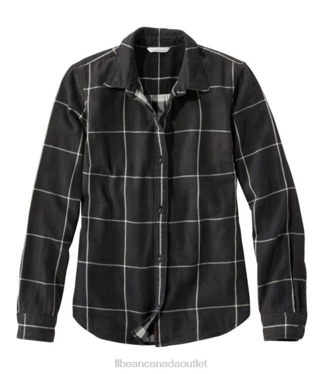 Clothing Classic Black H8XZ3065 Signature Cotton Double-Weave Shirt Women L.L.Bean x Double L